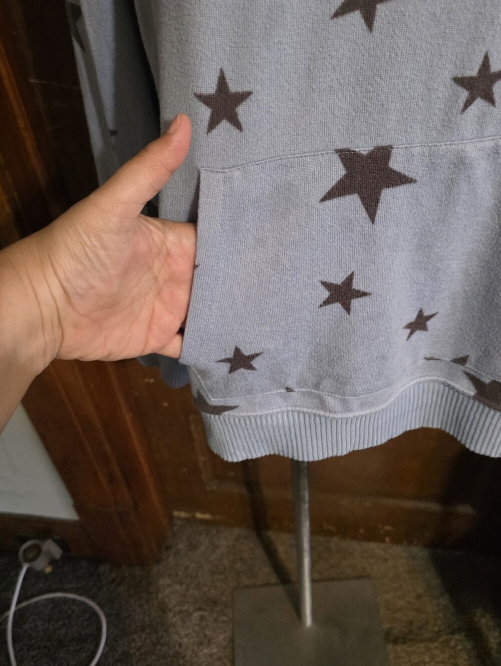 Cuddlduds Cozy Star Print Fleece Lined Sweatshirt Blue Size XXL - Picture 5 of 9